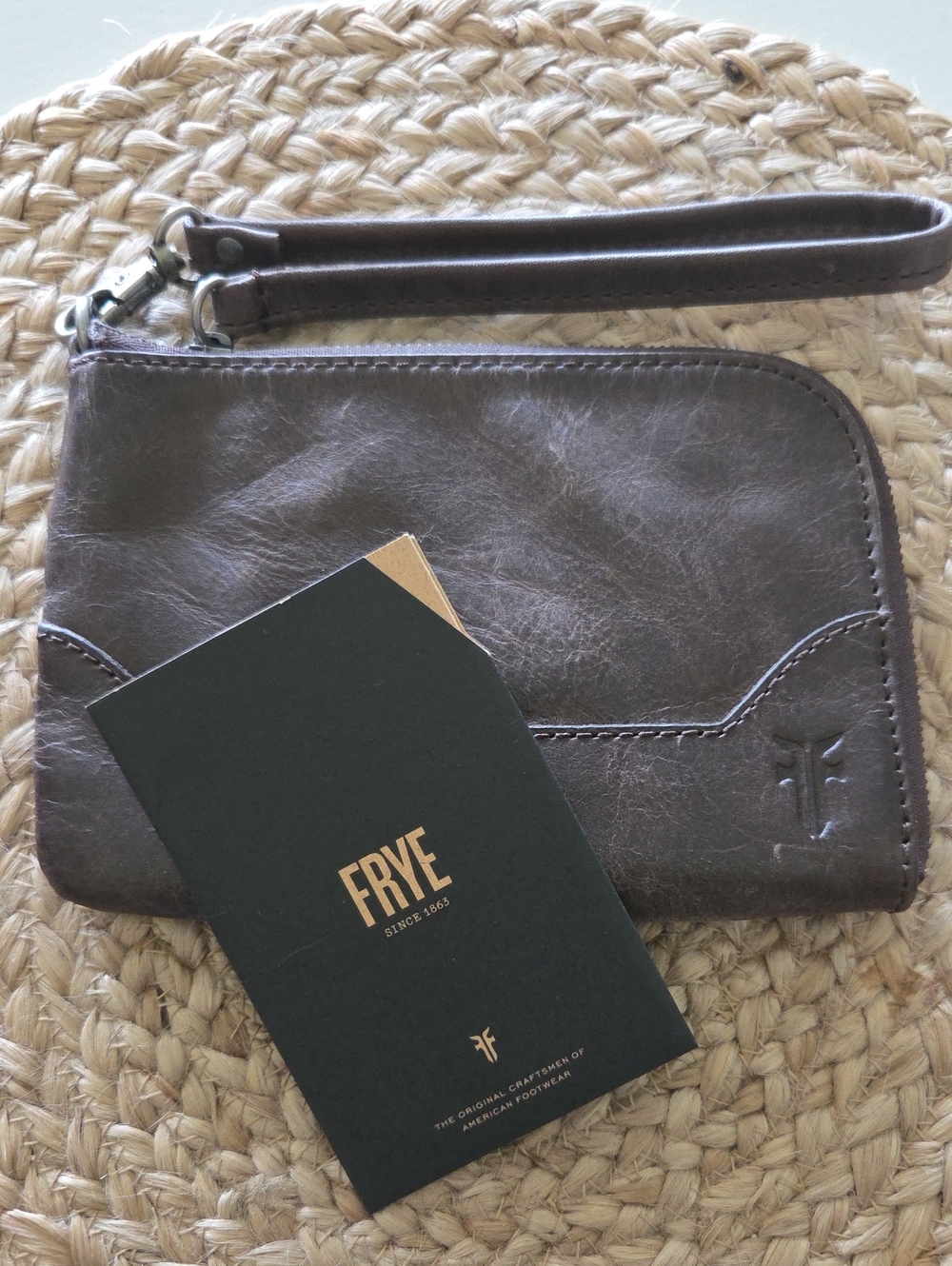 Frye Brown Leather Wristlet with Detachable Strap